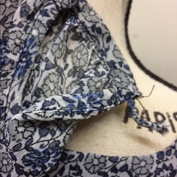 Lucky Brand Women Chiffon Blouse Floral Print Small Blue Gray 3/4 Length Sleeve - Picture 6 of 10